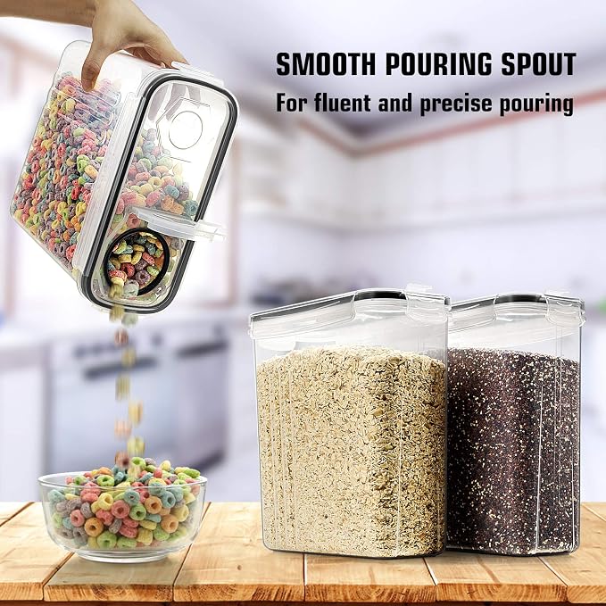 Wildone Cereal Storage Containers Set, Large BPA Free Plastic Airtight Food - Image 6