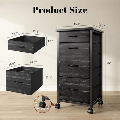 4 Drawers Mobile File Cabinet Vertical Filing Cabinet - Image 3