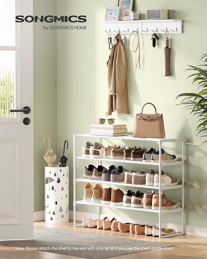 SONGMICS Shoe Rack, 4-Tier Shoe Organizer, Metal Storage Shelf, Upright or - Image 2