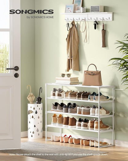 SONGMICS Shoe Rack, 4-Tier Shoe Organizer, Metal Storage Shelf, Upright or - Image 2