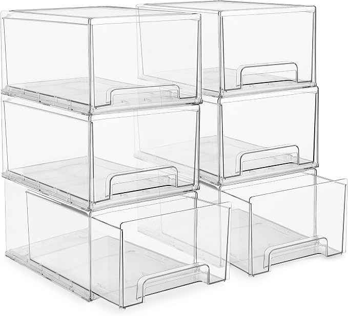 Sorbus Plastic Storage Bins Stackable Clear Pantry Organizer Box Bin by Sorbus