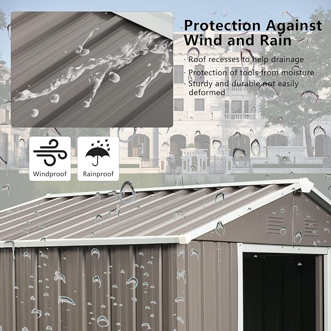 Outdoor Metal Storage Shed Window Ventilation Foundation Frame Waterproof - Image 8