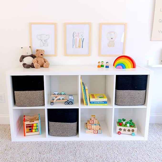 NaturalCozy 13x15x13 Kallax Storage Cubes Bins, 3 Pack | Cotton Rope Cube - Image 3