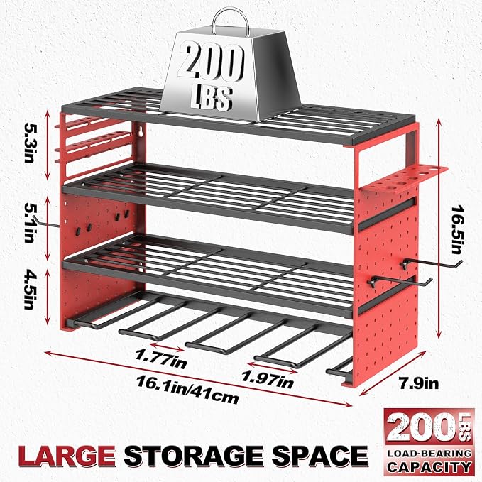 Power Tool Organizer Wall Mount, Cordless Drill Hanger Storage Rack 8 Drill - Image 3