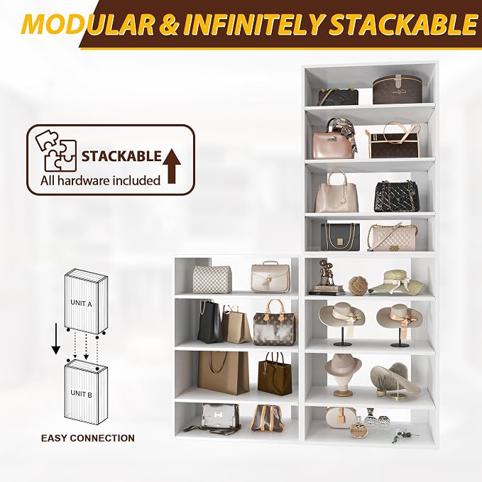 31.5" Wide Shoe Shelf Tower Modular Closet System, Shoe Storage Closet Tower - Image 5