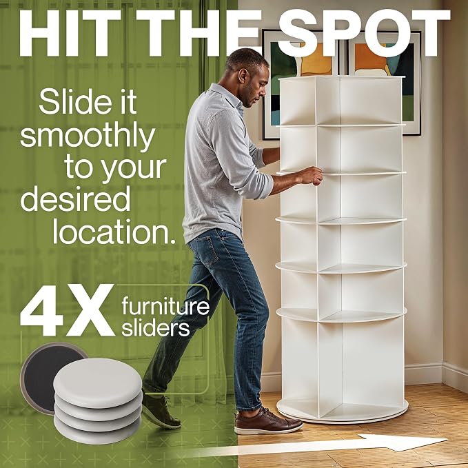 LOFT + IVY 7 Tier Rotating Shoe Rack Tower – 360° Spinning Storage Organizer - Image 4