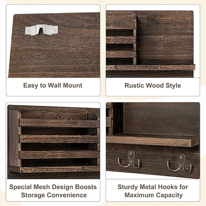 Dahey Wall Mounted Mail Holder Wooden Key Holder Rack Mail Sorter Organizer - Image 4