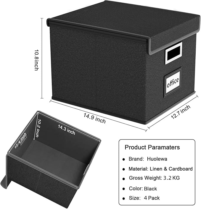 File Organizer Box with Lids, Collapsible File Folder Organizer | File Box with - Image 5