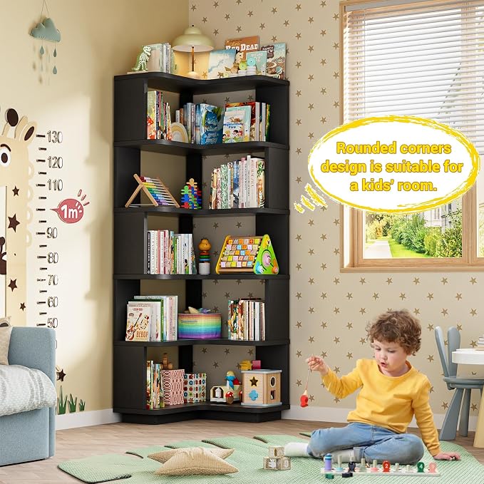 Armocity Corner Book Shelf, 6-Shelf L Shaped Corner Bookshelf - Image 6