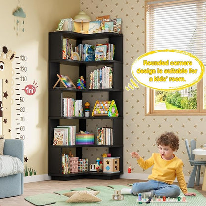 Armocity Corner Book Shelf, 6-Shelf L Shaped Corner Bookshelf - Image 6