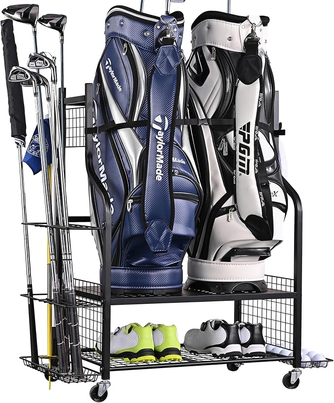 PLKOW Golf Bag Storage Garage Organizer, Extra Large Size Golf Bag Storage by PLKOW