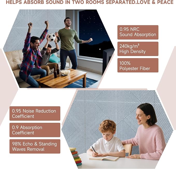 TO-TH Acoustic Wall Panels, 6 Pack Total Size 72 x 48 Inches, Self-Adhesive - Image 6
