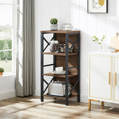 Small Bookshelf, 4 Tier Industrial Bookcase - Image 4