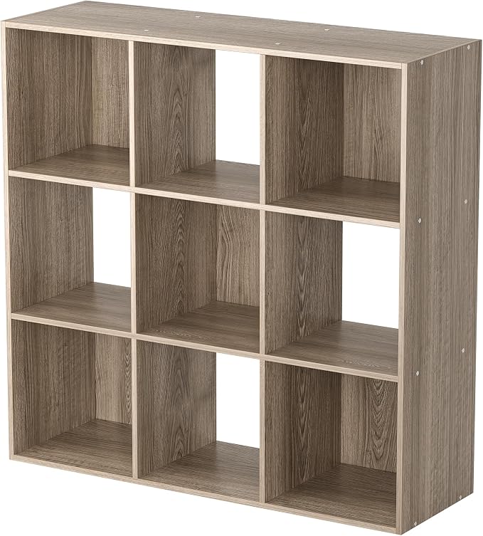 JupiterForce 9 Cubes Bookcases Storage Organizer, 3-Tier Wooden Open Bookshelf - Image 5