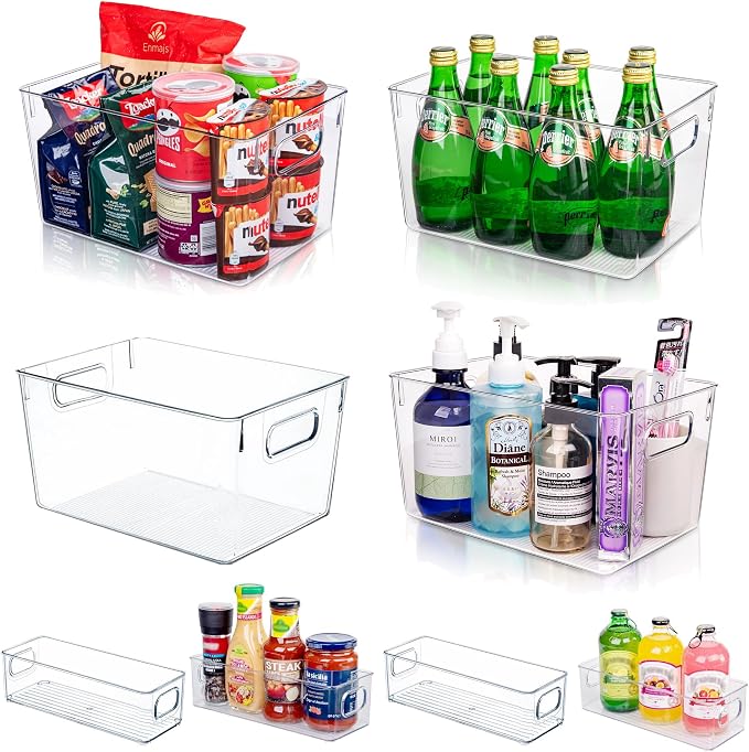 Clear Plastic Storage Bins-8 Pcs Pantry Organizers and Storage Containers by JOYMEEZO