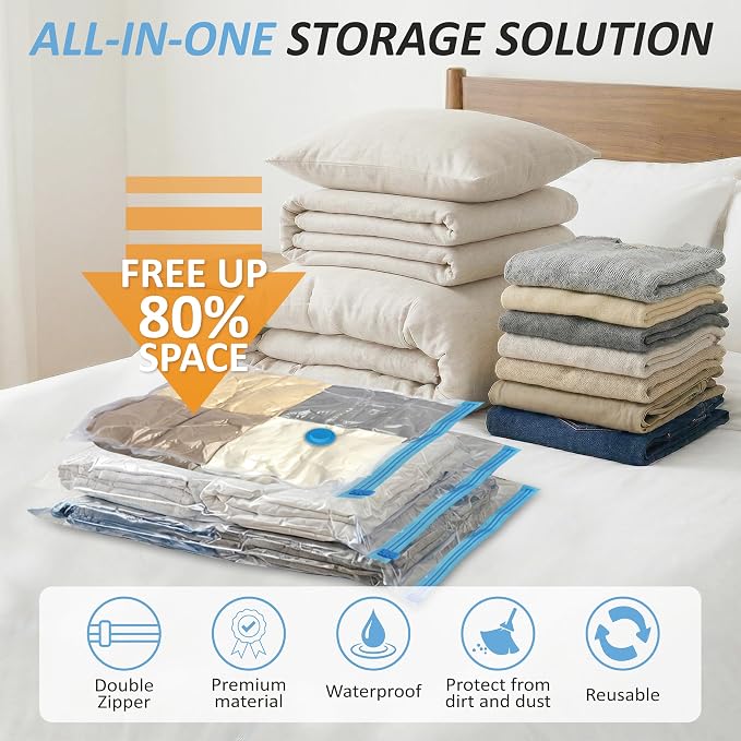 Cozy Essential Vacuum Storage Bags, 80% Compression Vacuum Seal Space Saver - Image 2