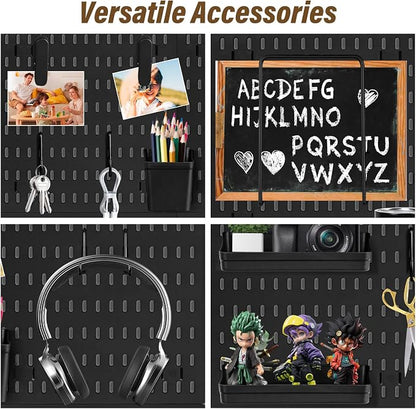 AKTOP Peg Board Wall Organizer 4-Pack – 12"x12" Black Pegboard Combination Kit - Image 5