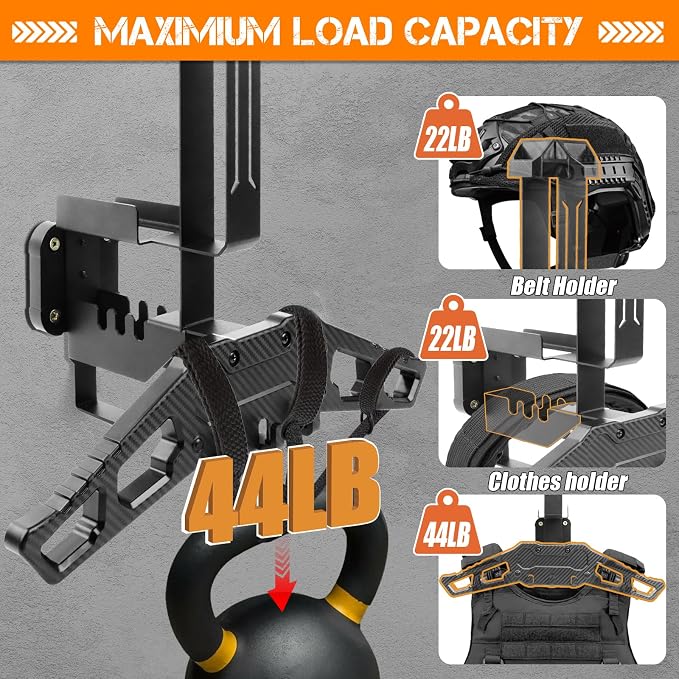 HLOGREE Motorcycle Helmet Holder Rack Wall Mount, Tactical Equipment, Metal - Image 5