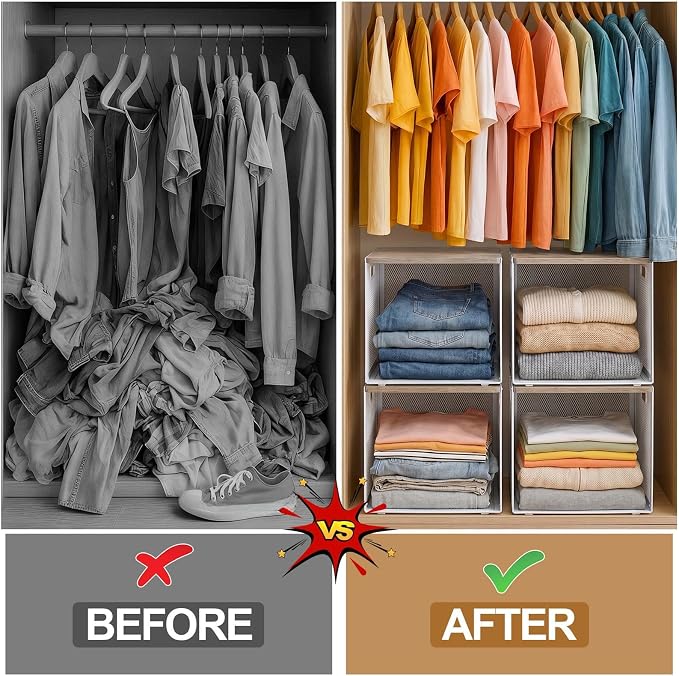 AceOrbit 3 Pcs Widened Stackable Closet Organizers and Storage - Image 4