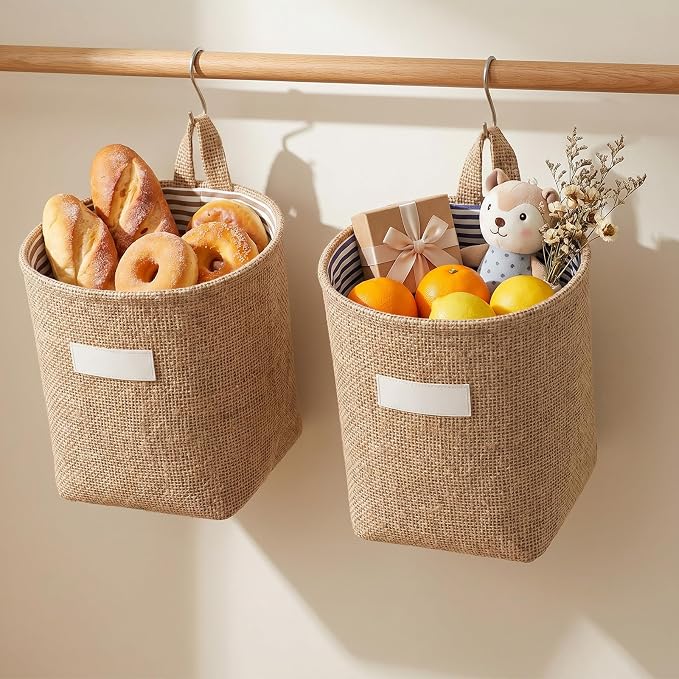 Small Hanging Basket 2Pcs Small Wall Basket Hanging Storage Basket | Cotton & - Image 6