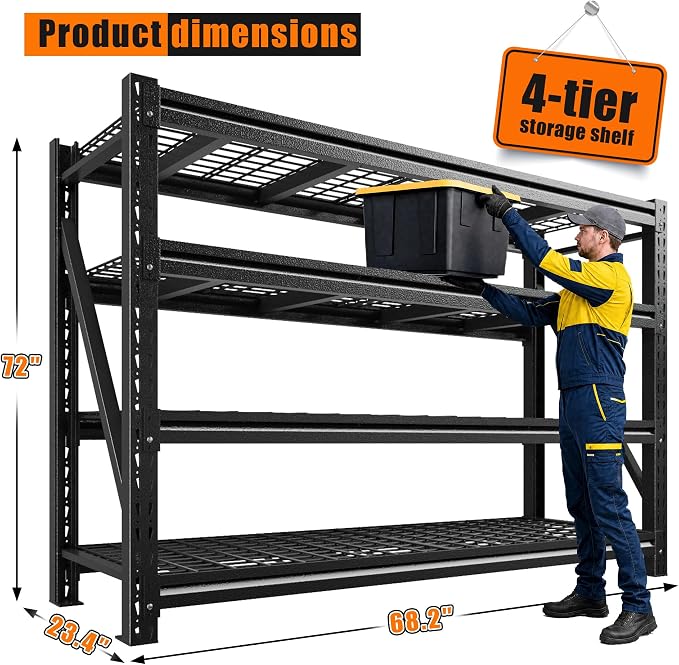REIBII 5088LBS Heavy Duty Garage Shelving, 68.3'' W Metal Storage Shelves - Image 2
