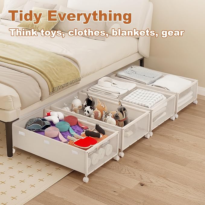 2 Pack Under the Bed Storage Containers, 10 inch Height Under Bed Shoe Storage - Image 6