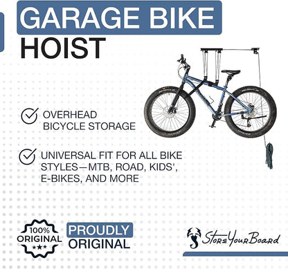 StoreYourBoard Bike Hoist, No-Slip Bicycle Ceiling Storage, Heavy-Duty Garage - Image 5