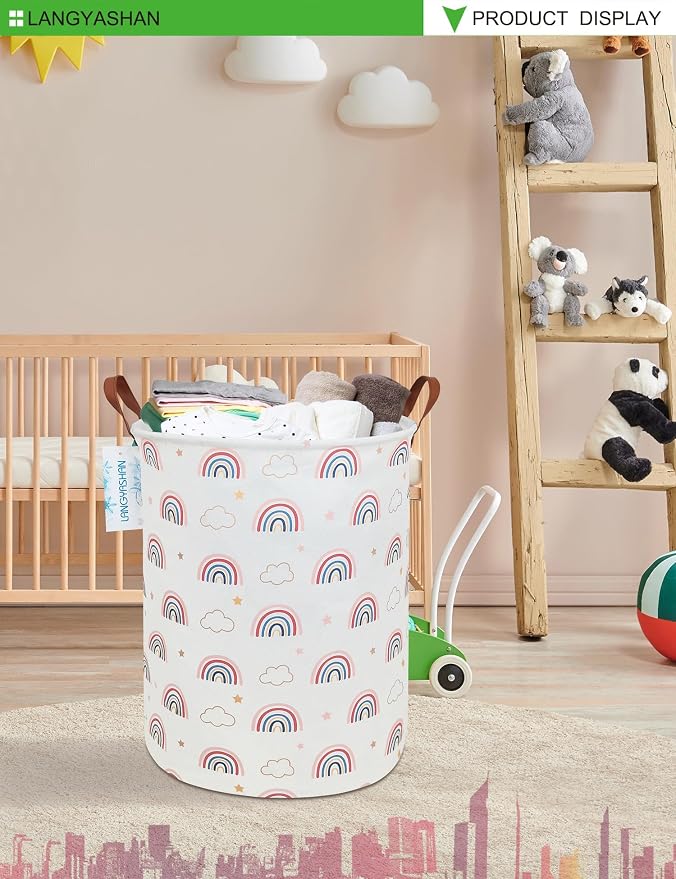 LANGYASHAN Laundry Basket Canvas Fabric Collapsible Organizer Basket - Image 5