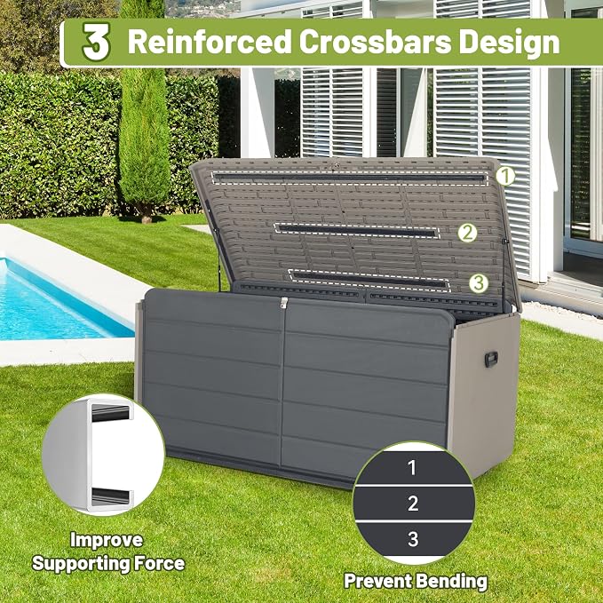 KUIKUI Deck Boxes Outdoor Waterproof, Large Outdoor Deck Box - Image 6