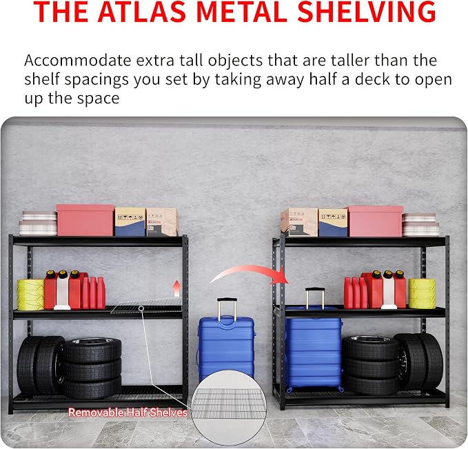 The Atlas 72" H Metal Garage Shelving Unit, 3-Tier Heavy Duty Storage Shelves - Image 6