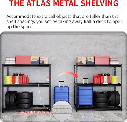 The Atlas 72" H Metal Garage Shelving Unit, 3-Tier Heavy Duty Storage Shelves - Image 6