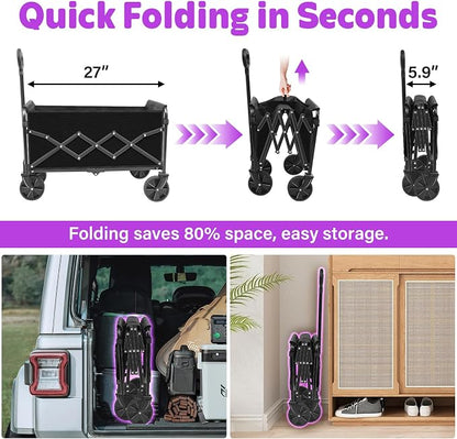 Wagons Carts Foldable, 280 LBS Large Capacity Foldable Wagon Cart Collapsible - Image 3