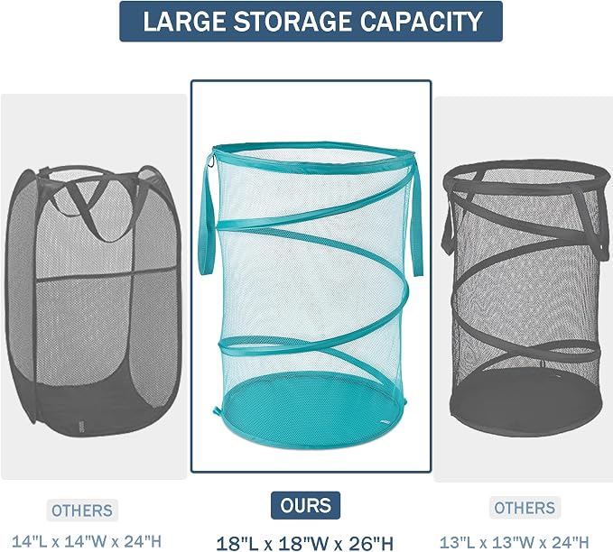 Mesh Popup Laundry Hamper 115L Collapsible Laundry Basket No Lid Extra Large - Image 3