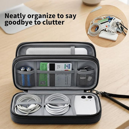 Leather Electronic Organizer Bag, Waterproof Travel Tech Pouch - Image 4