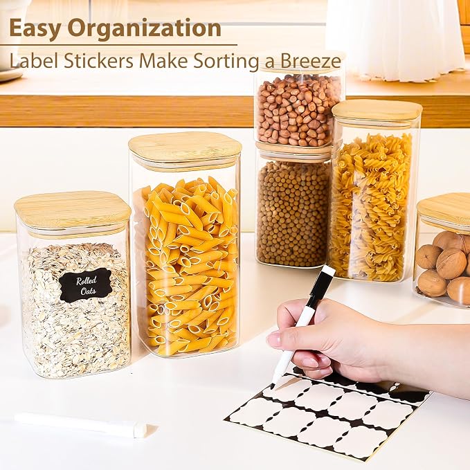 TBWIND 6 Pack Square Glass Storage Containers - Image 4