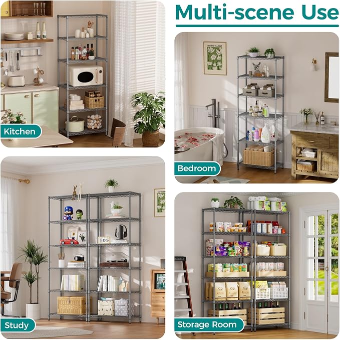 SINGAYE Shelf Wire Shelving Adjustable Storage Shelves Rack Standing Units - Image 6