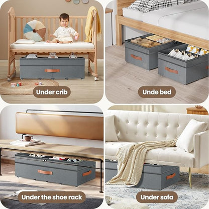 Under Bed Storage with Wheels, Adjustable Underbed Drawer with Lids, Underbed - Image 7