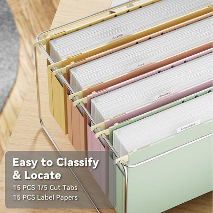 Ansook Extra Capacity Hanging File Folders Legal Size, 12 Pack Pastel Colors - Image 4