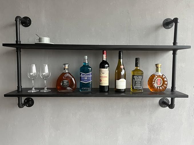 HDDFER Floating Bookshelf Shelves Industrial Pipe Shelving Pipe Shelves Rustic by industrialpipeshelving