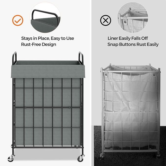 Laundry Hamper with Wheels, 90L Laundry Basket with Handle, Laundry Sorter with - Image 3