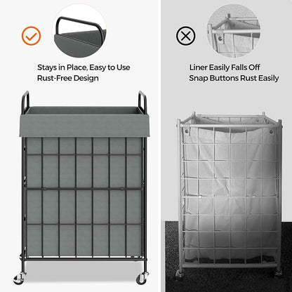 Laundry Hamper with Wheels, 90L Laundry Basket with Handle, Laundry Sorter with - Image 3