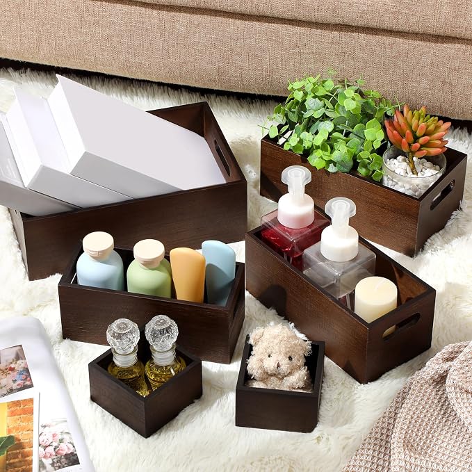 Set of 6 Wood Storage Boxes - Image 3