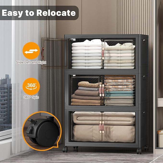 UAMFURI Stackable Storage Bins, 672QT Collapsible Drawers - Image 5