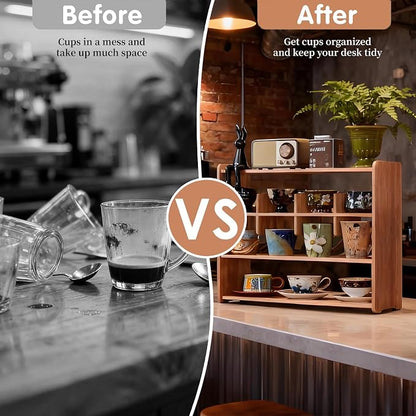 Coffee Cup Holder for Countertop Walnut Wood Coffee Mugs Holder for Kitchen Mug - Image 5