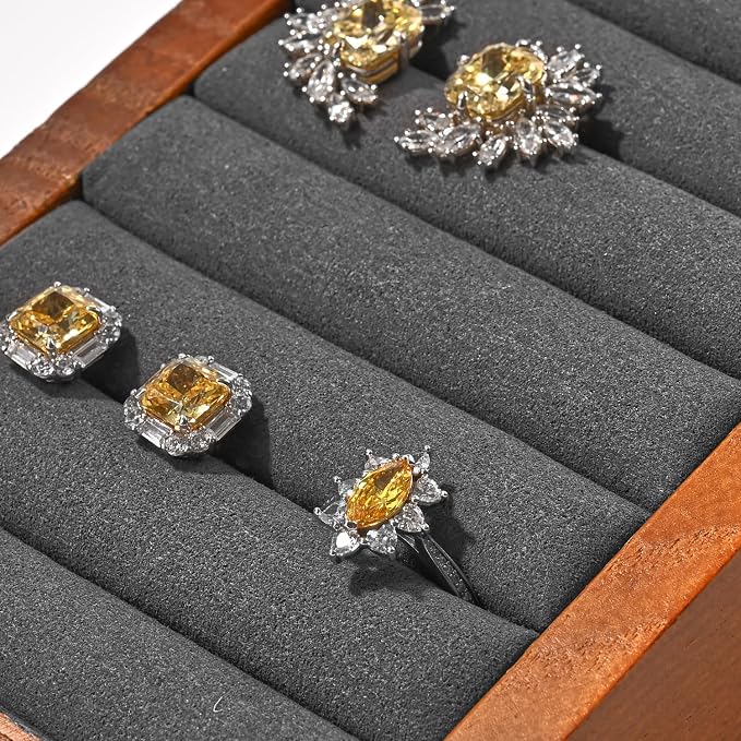 Oirlv Solid Wood Ring Tray Display Stand Slotted Jewelry Ring Showcase Display - Image 8