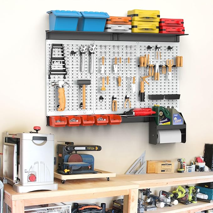 TORACK Pegboard Wall Organizer 4 ft. Garage Metal Pegboard Tool Organizer System - Image 2