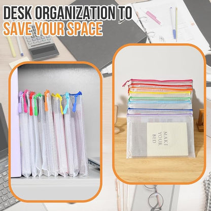 24pcs Mesh Zipper Pouch Bags Puzzle Storage Bags, A4 13x9 Inches Large Reusable - Image 5