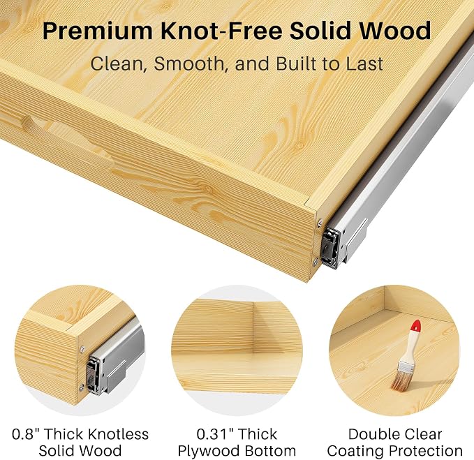 2Pack Pull Out Cabinet Organizer, Soft Close Wooden Slide Out Drawers - Image 8