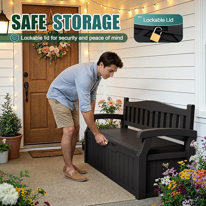 Devoko 80 Gallon Storage Bench Deck Box Lockable - Image 4