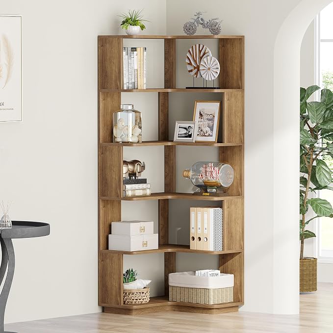 Tribesigns 6 Tier Corner Bookshelf, 64.9 Inches Tall L Shaped Bookcase - Image 3
